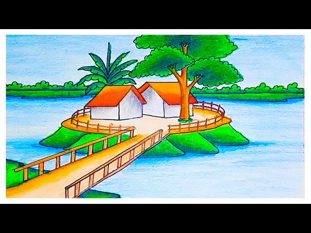 easy drawing | Pencil drawing | nature drawing easy | beautiful scenery |  drawing of nature - YouTube